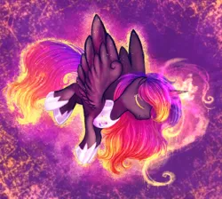 Size: 2000x1790 | Tagged: safe, artist:equmoria, derpibooru import, oc, oc:iris ray, unofficial characters only, alicorn, alicorn oc, colored eyelashes, ethereal mane, eyes closed, horn, magic, magic aura, solo, transparent mane, wings