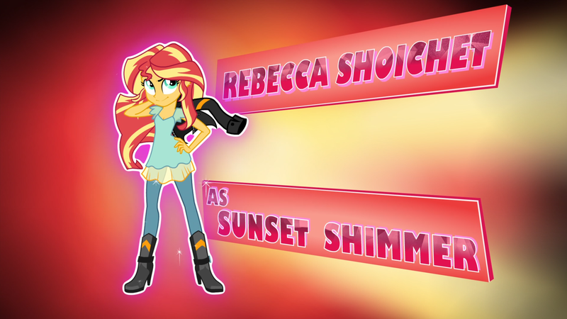 Size: 1920x1080 | Tagged: safe, derpibooru import, screencap, sunset shimmer, equestria girls, friendship games, boots, breasts, cleavage, clothes, credits, female, hasbro-sponsored official cleavage, high heel boots, jacket, leather jacket, looking at you, opening credits, rebecca shoichet, shoes, solo