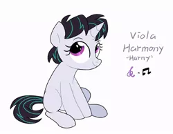 Size: 900x700 | Tagged: safe, artist:yaaaco, derpibooru import, oc, oc:viola harmony, unofficial characters only, pony, unicorn, blank flank, female, filly, magical lesbian spawn, offspring, parent:octavia melody, parent:vinyl scratch, parents:scratchtavia, simple background, solo, white background