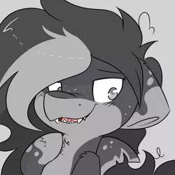 Size: 1280x1280 | Tagged: safe, artist:northwindsmlp, derpibooru import, oc, oc:chocolate milk, original species, pony, shark, shark pony, bust, monochrome, neo noir, partial color, portrait, solo, species swap