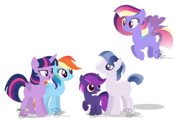 Size: 1024x701 | Tagged: safe, artist:pegasister64, derpibooru import, rainbow dash, twilight sparkle, twilight sparkle (alicorn), oc, alicorn, family, female, lesbian, magical lesbian spawn, offspring, parent:rainbow dash, parent:twilight sparkle, parents:twidash, shipping, simple background, transparent background, twidash