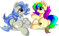 Size: 8000x5000 | Tagged: safe, artist:rainbowtashie, author:bigonionbean, derpibooru import, mayor mare, minuette, oc, oc:dental authority, oc:rainbow tashie, earth pony, pony, unicorn, butt, clothes, commissioner:bigonionbean, cutie mark, female, flank, fusion, fusion:dental authority, glasses, mare, plot, simple background, transparent background