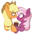 Size: 882x902 | Tagged: safe, artist:unoriginai, derpibooru import, applejack, cheerilee, g4, :p, apple cider, blushing, boop, cheerijack, cider mug, cute, female, image, lesbian, licking, mug, png, ship:cheerijack, shipping, simple background, tongue out, transparent background