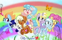 Size: 1024x656 | Tagged: safe, artist:gamerdiana, derpibooru import, cozy glow, dinky hooves, li'l cheese, oc, oc:snowdrop, pony, the last problem, female, filly