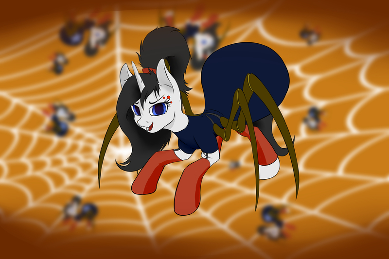 Size: 6000x4000 | Tagged: safe, artist:leesys, derpibooru import, oc, oc:leesys, spider, unicorn, clothes, costume, dress, halloween, halloween 2020, halloween costume, holiday