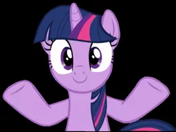 Size: 789x590 | Tagged: safe, artist:twilyisbestpone, derpibooru import, twilight sparkle, twilight sparkle (alicorn), alicorn, pony, the saddle row review, adorkable, black background, cute, dork, female, looking at you, mare, shrug, simple background, smiling, solo, twiabetes, vector