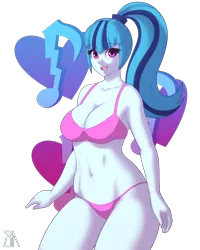 Size: 2400x3000 | Tagged: suggestive, artist:souladdicted, derpibooru import, edit, sonata dusk, equestria girls, rainbow rocks, belly button, big breasts, bra, breasts, busty sonata dusk, cleavage, clothes, curvy, female, hips, looking at you, panties, pinup, ponytail, simple background, smiling, solo, solo female, stupid sexy sonata dusk, thighs, transparent background, underwear, wide hips
