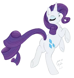 Size: 460x479 | Tagged: safe, artist:jenasu, derpibooru import, rarity, pony, unicorn, bipedal, butt, dancing, eyes closed, female, horn, mare, newbie artist training grounds, plot, simple background, solo, transparent background