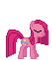 Size: 105x122 | Tagged: grimdark, derpibooru import, pinkie pie, animated, blood, desktop ponies, eyes closed, horror, pinkamena diane pie, pixel art, spooky, sprite, zalgo, zalgo edit, zalgo pie