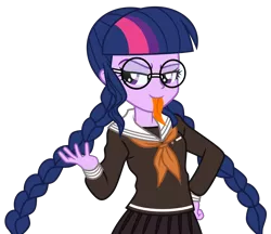 Size: 5800x5000 | Tagged: safe, alternate version, artist:emeraldblast63, derpibooru import, sci-twi, twilight sparkle, equestria girls, clothes, cosplay, costume, danganronpa, genocide jack, long tongue, simple background, solo, toko fukawa, tongue out, transparent background