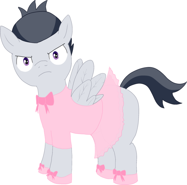 Size: 1943x1922 | Tagged: safe, artist:poniidesu, derpibooru import, rumble, pegasus, pony, /mlp/, ballerina, clothes, colt, crossdressing, drawthread, frown, male, request, shoes, simple background, solo, transparent background, tutu