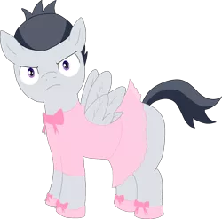 Size: 1943x1922 | Tagged: safe, artist:poniidesu, derpibooru import, rumble, pegasus, pony, /mlp/, ballerina, clothes, colt, crossdressing, drawthread, frown, male, request, shoes, simple background, solo, transparent background, tutu