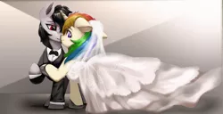 Size: 3110x1589 | Tagged: safe, artist:theprince, derpibooru import, oc, pony, unicorn, clothes, dress, wedding dress