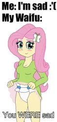 Size: 563x1207 | Tagged: suggestive, artist:wolf, derpibooru import, edit, fluttershy, equestria girls, boots, breasts, bronybait, clothes, diaper, diaper fetish, dress, female, fetish, flashing, meme, non-baby in diaper, self exposure, shoes, skirt, unknown editor, upskirt