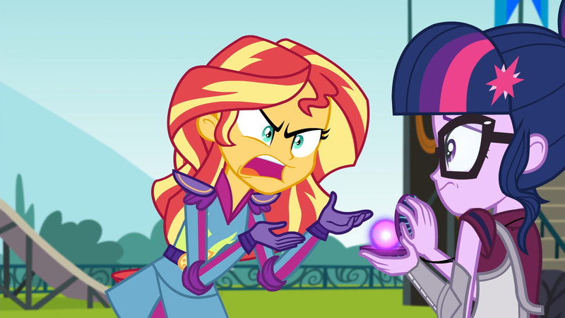 Size: 1920x1080 | Tagged: safe, derpibooru import, screencap, sci-twi, sunset shimmer, twilight sparkle, equestria girls, friendship games, angry, exploitable meme, image macro, magic capture device, meme, shrunken pupils, sunset is not willing to learn