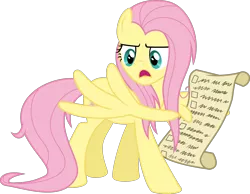 Size: 1692x1311 | Tagged: safe, artist:sollace, derpibooru import, fluttershy, pegasus, pony, she talks to angel, checklist, duo, female, list, mare, messy mane, scroll, simple background, solo, transparent background, vector, wing hands, wings