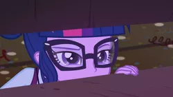 Size: 1920x1080 | Tagged: safe, derpibooru import, screencap, sci-twi, twilight sparkle, equestria girls, friendship games, female, glasses, sci twi is watching you, solo, soon