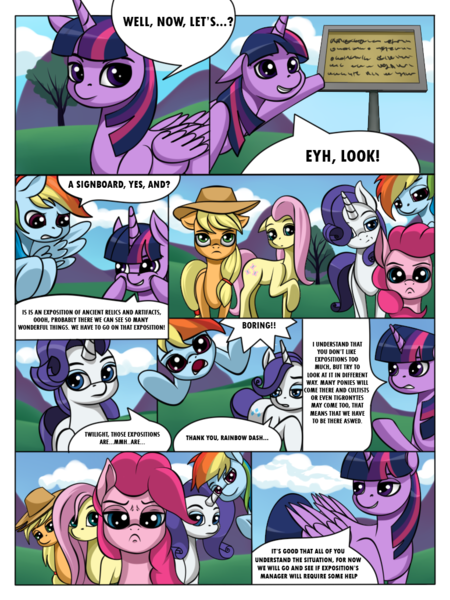 Size: 774x1032 | Tagged: safe, artist:mrrowerscream, artist:palibrik, derpibooru import, applejack, fluttershy, pinkie pie, rainbow dash, rarity, twilight sparkle, alicorn, comic:curse and madness, mlpcam, twilight sparkle (alicorn)