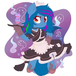 Size: 2100x2100 | Tagged: source needed, safe, artist:musicfirewind, derpibooru import, oc, oc:tazzee, unofficial characters only, bat pony, pony, bat pony oc, bat wings, clothes, maid, simple background, solo, transparent background, wings