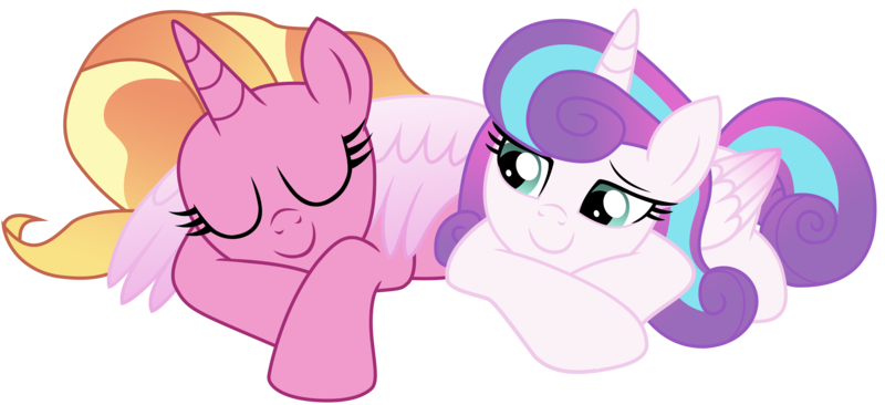 Size: 11969x5479 | Tagged: safe, artist:ejlightning007arts, derpibooru import, luster dawn, princess flurry heart, alicorn, unicorn, the last problem, cute, eyes closed, female, flurrybetes, flurrydawn, lesbian, lusterbetes, lying down, older, older flurry heart, shipping, simple background, sleeping, smiling, transparent background, vector, wing blanket