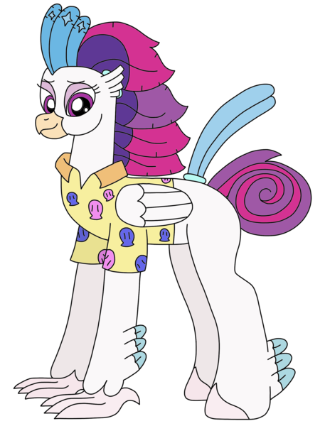 Size: 1863x2448 | Tagged: safe, artist:supahdonarudo, derpibooru import, queen novo, classical hippogriff, hippogriff, my little pony: the movie, alternate tailstyle, braid, clothes, curled tail, cute, hawaiian shirt, novobetes, shirt, simple background, transparent background, vacation