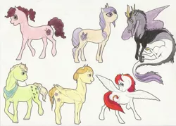 Size: 3077x2209 | Tagged: safe, artist:lady-limule, derpibooru import, oc, oc:asteria, unofficial characters only, draconequus, earth pony, hybrid, pegasus, pony, draconequus oc, earth pony oc, female, interspecies offspring, looking back, magical lesbian spawn, male, mare, offspring, parent:applejack, parent:bulk biceps, parent:cheese sandwich, parent:coloratura, parent:discord, parent:fluttershy, parent:pinkie pie, parent:rainbow dash, parent:rarity, parent:twilight sparkle, parents:canon x oc, parents:cheesepie, parents:discolight, parents:flutterbulk, parents:rarajack, pegasus oc, stallion, straw in mouth, traditional art, wings