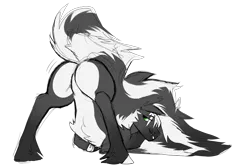Size: 3000x2000 | Tagged: suggestive, artist:darkimae, derpibooru import, oc, oc:reeko, unofficial characters only, hybrid, pony, skunk, skunk pony, ass, butt, covering head, face down ass up, feathered fetlocks, long tail, looking back, male, showing off, simple background, skunk stripe, solo, solo male, tail, transparent background, underbelly