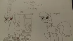 Size: 3264x1836 | Tagged: safe, artist:brotraman, derpibooru import, oc, oc:lilly bell, ponified, unofficial characters only, earth pony, object pony, original species, pony, train pony, inanimate tf, solo, traditional art, train, trainified, transformation