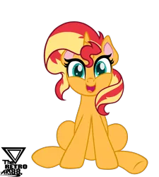 Size: 4500x5000 | Tagged: safe, artist:theretroart88, derpibooru import, sunset shimmer, pony, unicorn, colored pinnae, cute, female, looking at you, mare, open mouth, shimmerbetes, simple background, solo, transparent background, vector