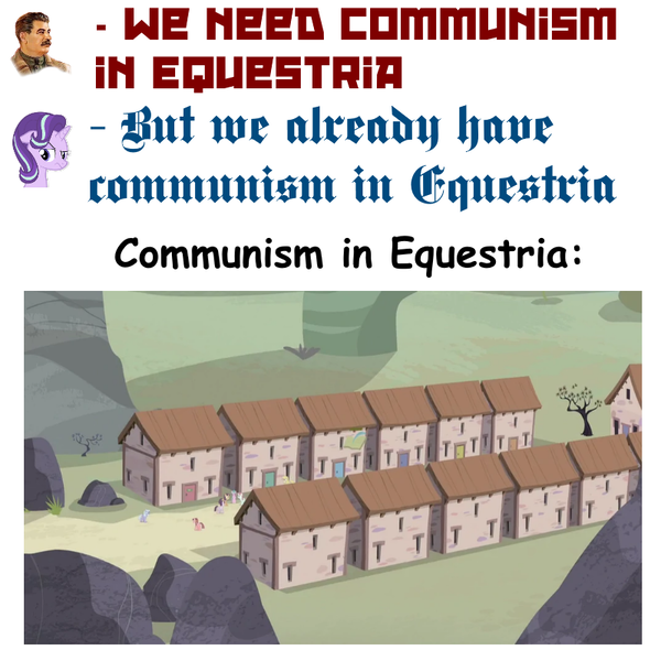 Size: 800x800 | Tagged: safe, derpibooru import, starlight glimmer, pony, unicorn, the cutie map, blackletter, communism, equal town, josef stalin, meme, our town, politics, stalin glimmer, translation