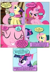 Size: 868x1260 | Tagged: safe, artist:dziadek1990, derpibooru import, edit, edited screencap, screencap, pinkie pie, rainbow dash, twilight sparkle, oc, oc:shade, comic:ponies and d&d, fall weather friends, the cutie mark chronicles, comic, conversation, dialogue, dungeons and dragons, emote story:ponies and d&d, pen and paper rpg, rpg, screencap comic, slice of life, tabletop game, text