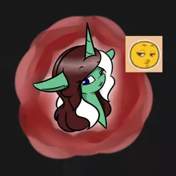 Size: 700x700 | Tagged: safe, artist:kaggy009, derpibooru import, oc, oc:peppermint pattie (unicorn), unofficial characters only, pony, unicorn, ask peppermint pattie, emoji, female, mare, solo