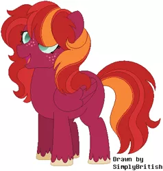 Size: 384x404 | Tagged: safe, artist:selenaede, artist:simplybritish, derpibooru import, oc, oc:melrose, unofficial characters only, pegasus, pony, base used, female, filly, freckles, happy, offspring, parent:big macintosh, parent:fluttershy, parents:fluttermac, simple background, solo, unshorn fetlocks, white background