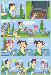 Size: 2480x3608 | Tagged: safe, artist:kozachokzrotom, author:bigonionbean, derpibooru import, smolder, oc, oc:heartstrong flare, oc:king calm merriment, oc:princess mythic majestic, oc:queen motherly morning, ponified, alicorn, crystal pony, dragon, earth pony, pony, unicorn, comic:couple of the crystal empire, 1st place, alicorn oc, alicorn princess, burp, checklist, clapping, clothes, comic, commissioner:bigonionbean, competition, confused, contest, crystal, crystal empire, cutie mark, deflecting, dialogue, diary, dragoness, dragonified, embarrassed, female, fire, fusion, fusion:heartstrong flare, fusion:king calm merriment, fusion:princess mythic majestic, fusion:queen motherly morning, goggles, horn, husband and wife, levitation, magic, male, mare, medals, notebook, pouting, random pony, royalty, scrunchy face, shocked, shocked expression, smoke, species swap, stallion, struggling, telekinesis, tripping, uniform, wings, wonderbolt trainee uniform