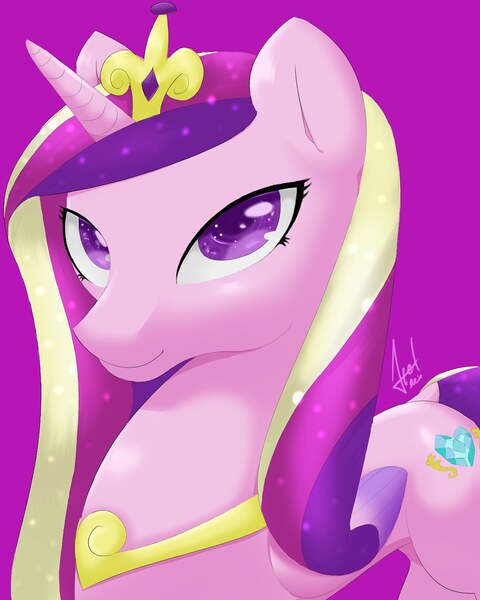 Size: 1080x1350 | Tagged: safe, artist:elbenjaftw, derpibooru import, princess cadance, alicorn, crown, jewelry, looking at you, regalia, solo