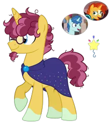 Size: 2175x2485 | Tagged: safe, artist:cherrycandi, derpibooru import, party favor, sunburst, oc, unnamed oc, unofficial characters only, pony, unicorn, base used, beard, cape, clothes, cutie mark, facial hair, fusion, gay, glasses, magical gay spawn, male, markings, offspring, simple background, solo, transparent background