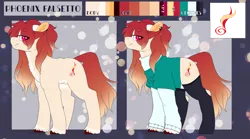 Size: 3600x2000 | Tagged: safe, artist:liefsong, derpibooru import, oc, oc:phoenix falsetto, unofficial characters only, earth pony, clothes, cutie mark, ear piercing, earring, female, jewelry, piercing, reference sheet, socks, solo, sweater, transparent, unshorn fetlocks