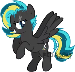 Size: 1024x977 | Tagged: safe, artist:pegasski, derpibooru import, oc, oc:static shock, unofficial characters only, pegasus, pony, female, image, mare, png, simple background, solo, transparent background, watermark