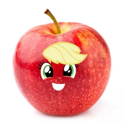 Size: 1500x1500 | Tagged: safe, artist:felipeeu, derpibooru import, edit, applejack, earth pony, pony, apple, applejack becoming an apple, food, food transformation, green eyes, grin, image, inanimate tf, png, simple background, smiley face, smiling, solo, transformation, white background