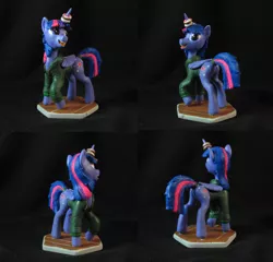 Size: 4800x4600 | Tagged: safe, artist:bomzzzik, derpibooru import, twilight sparkle, twilight sparkle (alicorn), alicorn, pony, unicorn, clothes, craft, donut, female, figure, figurine, food, handmade, hoodie, horn, horn impalement, photo, polymer clay, solo, traditional art, wings