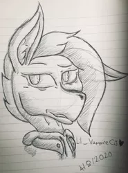 Size: 2937x3974 | Tagged: safe, artist:lil_vampirecj, derpibooru import, oc, oc:cjvampire, unofficial characters only, earth pony, pony, bust, lined paper, portrait, solo, traditional art