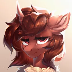 Size: 5000x5000 | Tagged: safe, artist:oyasumineko, derpibooru import, oc, oc:flechette, changeling, insect, moth, mothling, original species, pony, bust, female, looking at you, mare, portrait, red changeling, smug, species swap