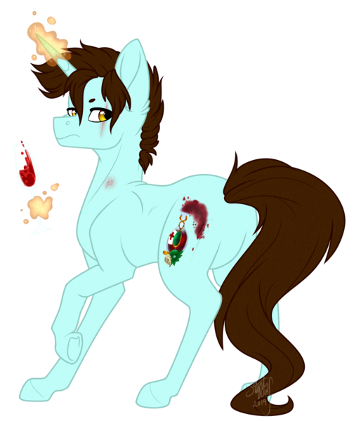 Size: 1280x1495 | Tagged: safe, artist:silentwolf-oficial, derpibooru import, oc, unofficial characters only, pony, unicorn, eye scar, glowing horn, horn, looking back, magic, raised hoof, scar, simple background, solo, telekinesis, transparent background, unicorn oc