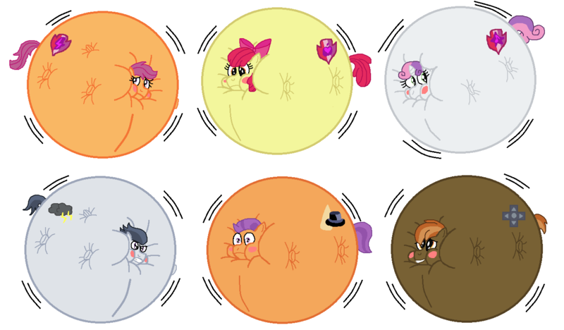 Size: 1388x812 | Tagged: questionable, artist:theinflater19, derpibooru import, apple bloom, button mash, rumble, scootaloo, sweetie belle, tender taps, comic:the crusade in heliums, apple bloon, balloon mash, blushing, body inflation, cutie mark, cutie mark crusaders, image, inflation, png, puffy cheeks, rumblimp, scootablimp, sweetie belloon, tender ball, the cmc's cutie marks
