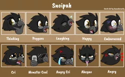 Size: 3572x2200 | Tagged: safe, artist:sevenserenity, derpibooru import, oc, oc:jim, unofficial characters only, gryphon, ahegao, angry, cri, crying, embarrassed, emotes, emotions, happy, laughing, monster energy, open mouth, poggers, puppy dog eyes, sad, solo, tears of anger, thinking, tongue out