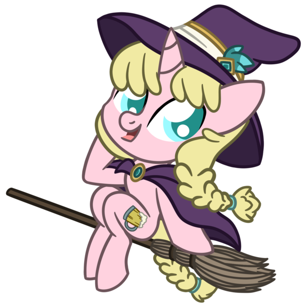 Size: 1500x1500 | Tagged: safe, artist:captshowtime, derpibooru import, oc, oc:caramel malt, unofficial characters only, pony, unicorn, braid, broom, cape, chibi, ciderfest, clothes, con mascot, convention, convention mascot, costume, cute, hat, icon, mascot, nightmare night, ponysona, ponyville ciderfest, pvcf, simple background, solo, transparent background, witch, witch costume, witch hat