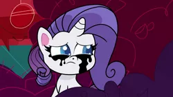 Size: 1920x1080 | Tagged: safe, derpibooru import, screencap, rarity, pony, unicorn, my little pony: pony life, the debut taunt, spoiler:pony life s01e24, spoiler:pony life s01e41, crying, cute, female, makeup, mare, marshmelodrama, raribetes, rarity being rarity, running makeup, sad, solo, teary eyes