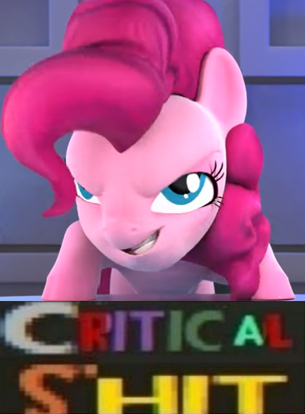 Size: 551x748 | Tagged: safe, derpibooru import, screencap, pinkie pie, earth pony, pony, hello pinkie pie, caption, critical hit, cursed image, expand dong, exploitable meme, faic, image macro, meme, team fortress 2, text, wat