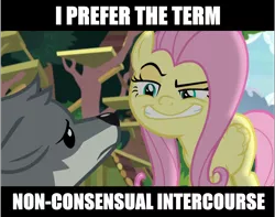 Size: 1911x1507 | Tagged: suggestive, derpibooru import, edit, edited screencap, screencap, fluttershy, she talks to angel, bestiality, caption, fetish, flutterzoo, image macro, imminent rape, imminent sex, interspecies, text