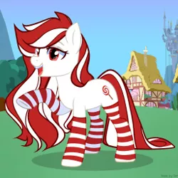 Size: 256x256 | Tagged: safe, derpibooru import, oc, oc:lollipopsocks, unofficial characters only, earth pony, pony, candy, clothes, food, lollipop, picture for breezies, socks, solo, striped socks